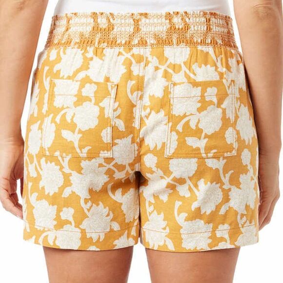 BRIGGS Ladies Linen Blend Shorts Womens Size XL Orange Cream Floral Flowers NWT - Picture 3 of 13